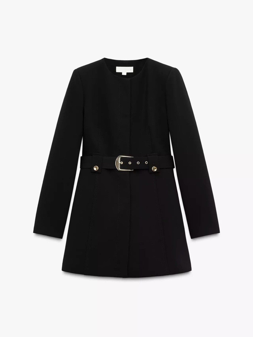 Coat jacket Zara Buckle Belt Dress black with gold accessories size S like new